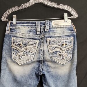 Rock Revival Women's Faded Blue Embellished Boot Cut Jeans
